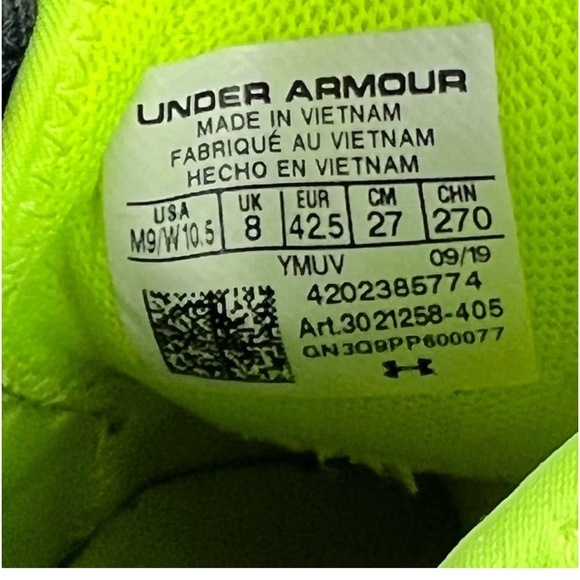 Under Armour Curry 7 SC Dub Nation Mens Sz 9 WMNS Sz 10.5 Blue/Florescent Yellow - Picture 6 of 7